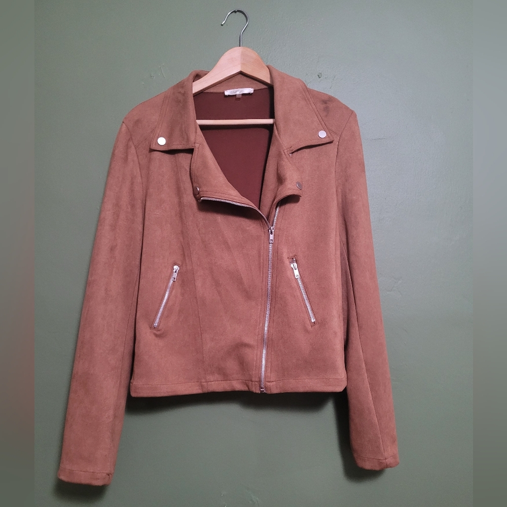 Rielle Moto-Style Faux Suede Jacket – Size XL